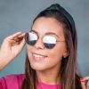 Gafas hexagonales clasicos rosados-espejados 400UV