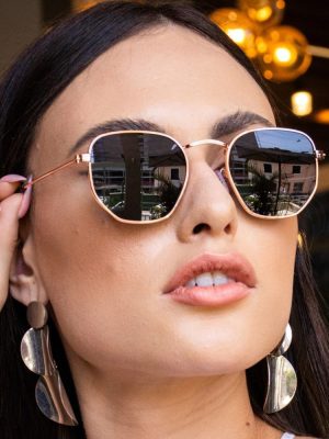 Lentes Hexagonales clasicos Rose – Gold Negro UV400
