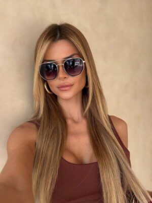 Lentes Hexagonales 2.0 Negro Degrade (Borde Rose Gold)