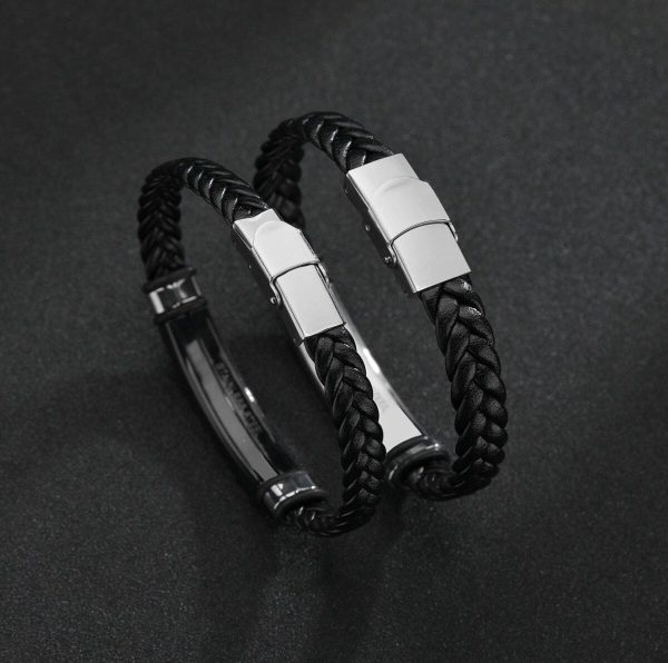 Pulsera Hombre, diseño Trensado y decorado Metálico